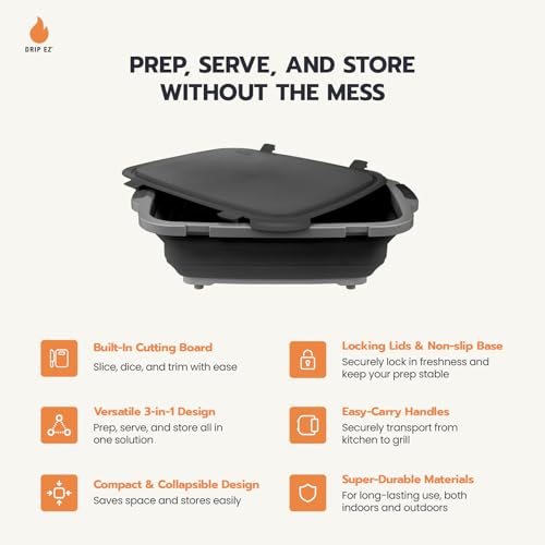 Collapsible BBQ Prep Tubs 2pcs Set- For Meal Prep Marinating Food Storage XL