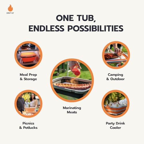Collapsible BBQ Prep Tubs 2pcs Set- For Meal Prep Marinating Food Storage XL