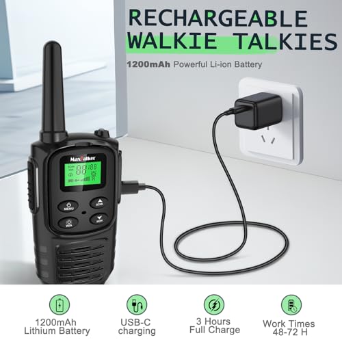 2pcs Walkie Talkies Long Range for Adult,MT10 Rechargeable Walkie Talkies
