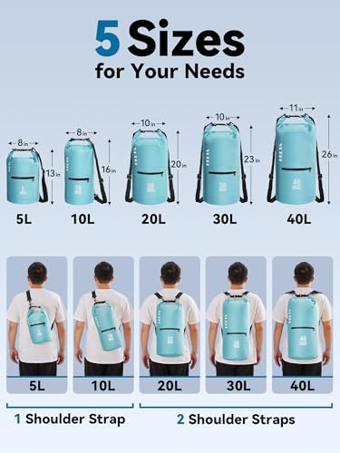 5L Waterproof Dry Bag with Front Zippered Pocket | Roll-Top Lightweight Bag for Women & Men