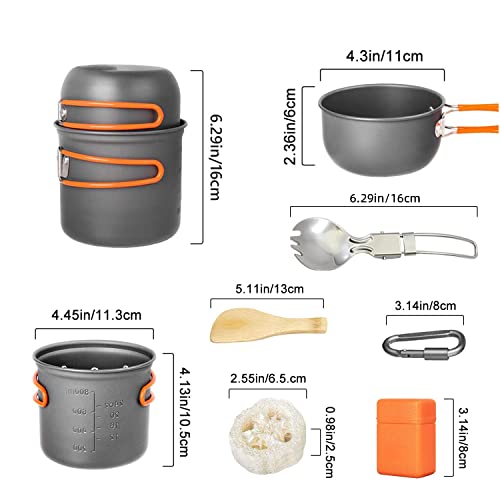 Camping Cookware Set with Stove,Portable Camping Mess Kit with Non-Stick Pots