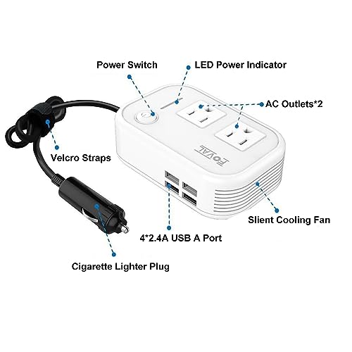 200W Car Power Inverter,DC 12V to 110V AC Car Outlet Adapter,Plug Adapter Converter