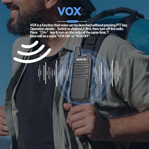 2pcs RT22 Walkie Talkies,Mini 2 Way Radio Rechargeable,VOX Handsfree