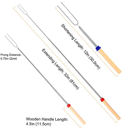 5pcs Marshmallow Roasting Sticks,Telescoping Smores Sticks for Open Fire Pit