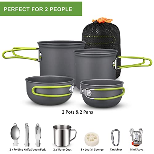 Camping Cookware Mess Kit,19pcs Hiking Backpacking Picnic Cooking Bowl