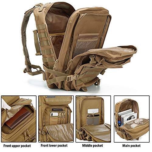 45L Military Tactical Backpack | Molle Army Assault Pack | 3-Day Bug Out Bag for Hiking