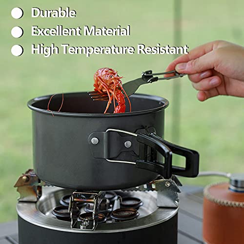 Camping Cooking Set Cookware Mess Kit w/ Storage Bag Pot Pan & Teapot Set