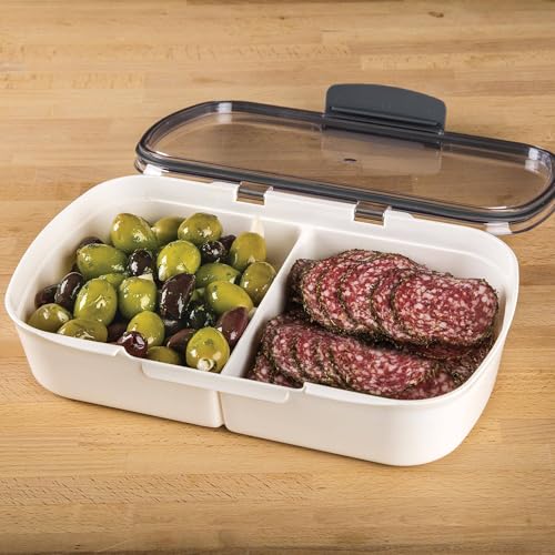 Split Deli Food Storage Container w/ Air-Tight Silicone Seal & Dry Erase Compatible Lid