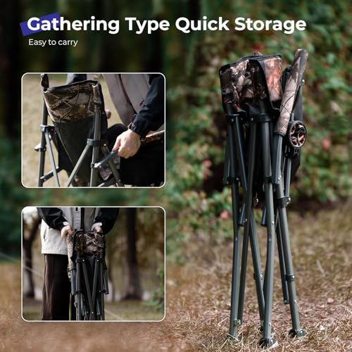 Camping Folding Chair,Heavy Duty Steel Frame Support 400LBS w/ Side Pocket & Cup Holder
