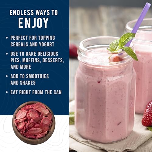 Freeze Dried Sliced Strawberries Can - Gluten Free Snack for Baking-18 Servings