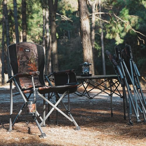 Camping Folding Chair,Heavy Duty Steel Frame Support 400LBS w/ Side Pocket & Cup Holder