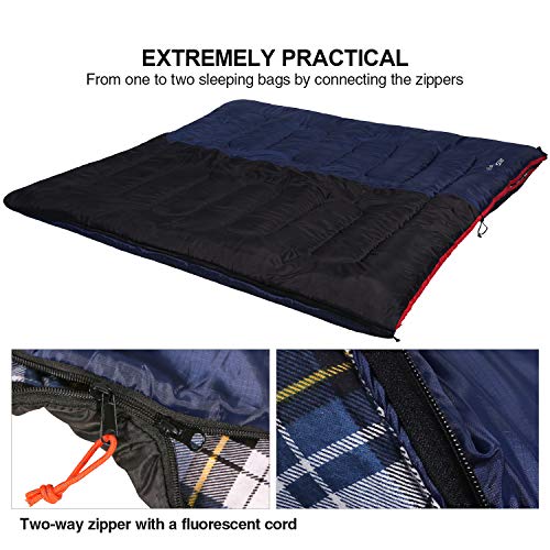 Cotton Flannel Sleeping Bag for Camping Backpacking - Adults