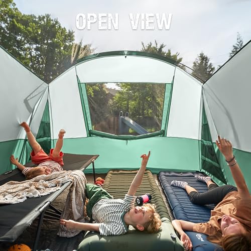 6/8/10 Person Family Camping Tent w/ Screen Room,Water Resistant Big Tunnel Tent w/ Rainfly