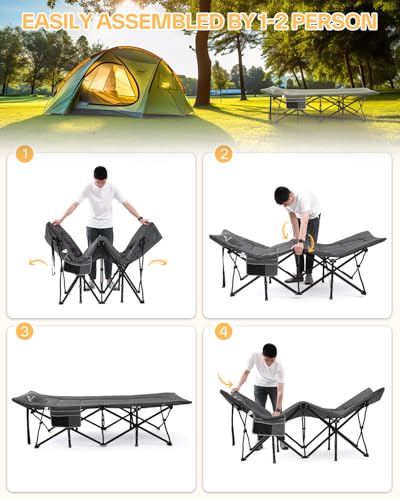 Camping Cots for Adults,Sleeping Cot with Cushion Max Load 450 LBS