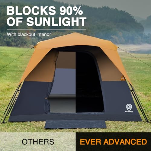 6 Person Blackout Camping Tent Instant Cabin Tents for Family with Rainfly