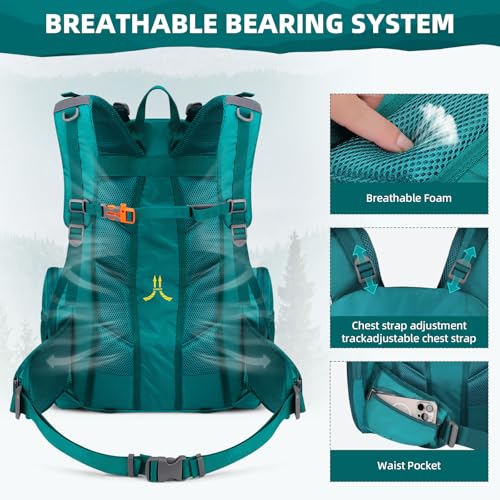 Hiking Backpack w/ Rain Cover,40L Waterproof Camping Backpack,Packable Hiking Daypack