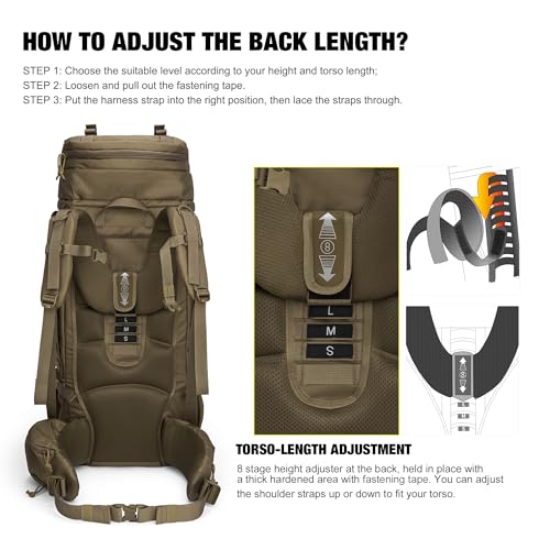 75L Molle Hiking Internal Frame Backpacks with Rain Cover for Camping