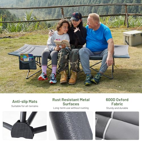 Extra Wide Heavy Duty Camping Cot for Adult,Easy Set Up Oversized Sleeping Cot w/ Carry Bag