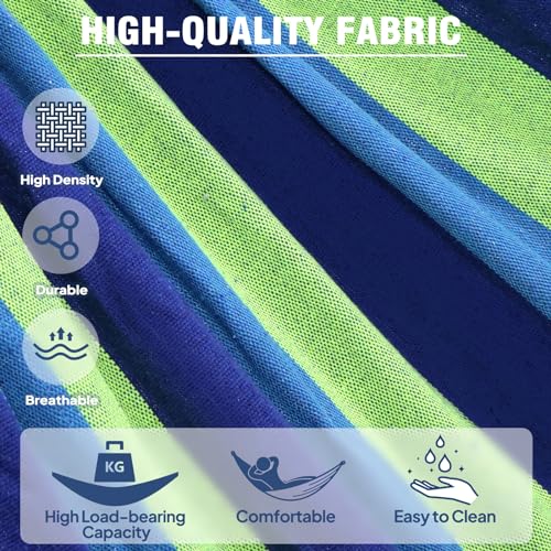 Cotton Hammock,Comfortable Fabric Hammock w/ Tree Straps-Up to 660lbs