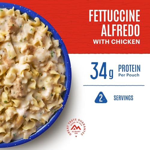 Fettuccine Alfredo w/ Chicken|Freeze Dried Backpacking & Camping Food|2-Servings