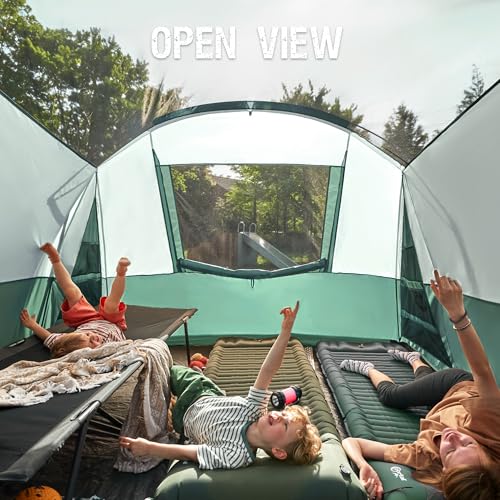 8 Person Family Camping Tent w/ Screen Room,Water Resistant Big Tunnel Tent w/ Rainfly