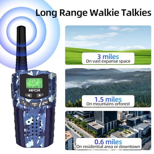 3pcs Rechargeable Kids Camouflage Walkie Talkies - Long Range