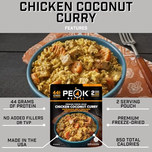 Chicken Coconut Curry|Freeze Dried Backpacking & Camping Food|Real Meat-2 Serving