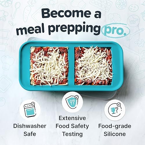 2pcs Cup Silicone Freezer Tray w/ Lids,Perfect for Storing Lasagna,Leftovers