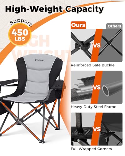 Oversized Camping Folding Chair,Heavy Duty 450 LBS with Lumbar Support