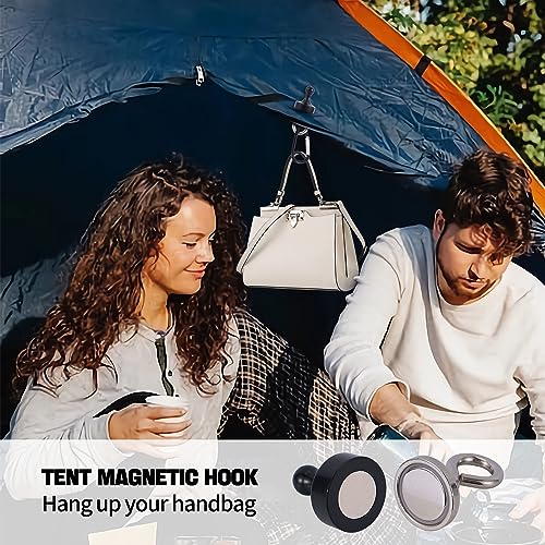 Magnetic Hooks for Canopy, Magnet Clip Hanger w/ Carabiner for Camping