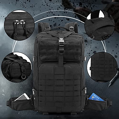Military Tactical Backpack, 42L Large Military Pack Army 3 Day Assault Pack Molle Bag Rucksack