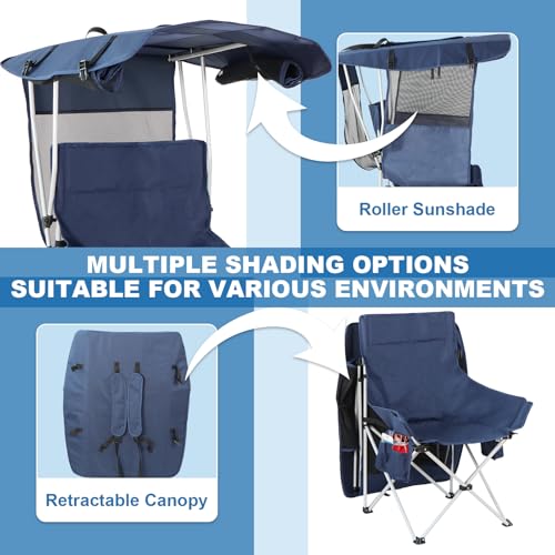 Folding Camping Chairs Canopy Outdoor Sports Portable Beach Chair w/ Canopy