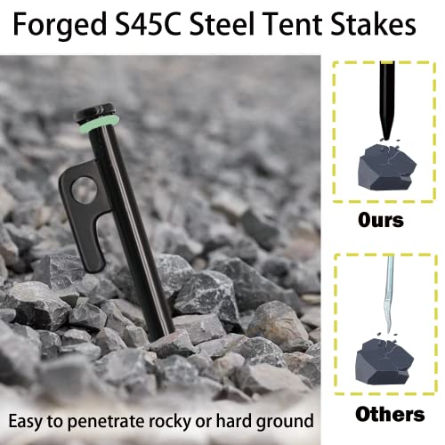 Tent Stake w/ Hammer,Heavy Duty Tent Stakes+Tent Stakes Hammer+Pouch
