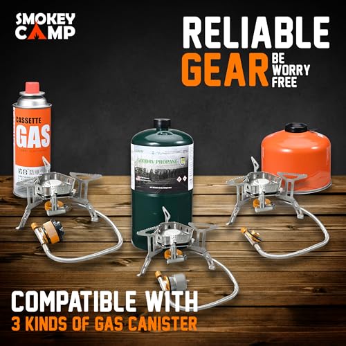 Camping Cookware Mess Kit Set w/ Stove-Backpacking Camping Pots & Pans Set