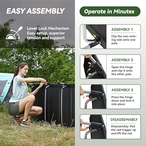 Lightweight Folding Tent Camping Cot Bed with Lever Lock