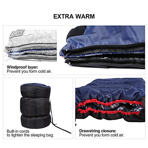 Cotton Flannel Sleeping Bag for Camping Backpacking - Adults