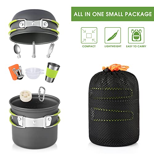 13Pcs Camping Cookware Stove Mess Kit,Cooking Pot Pan Bowl,Mini Stove