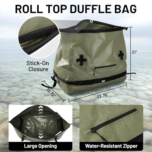 60L Large Waterproof Duffel Bag Rolltop Dry Backpack Duffle Bags for Kayaking,Camping