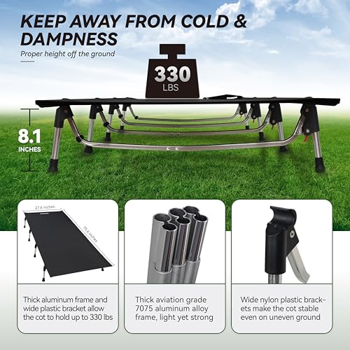 Lightweight Folding Tent Camping Cot Bed with Lever Lock