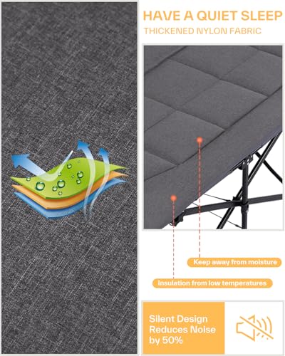 Camping Cots for Adults,Sleeping Cot with Cushion Max Load 450 LBS