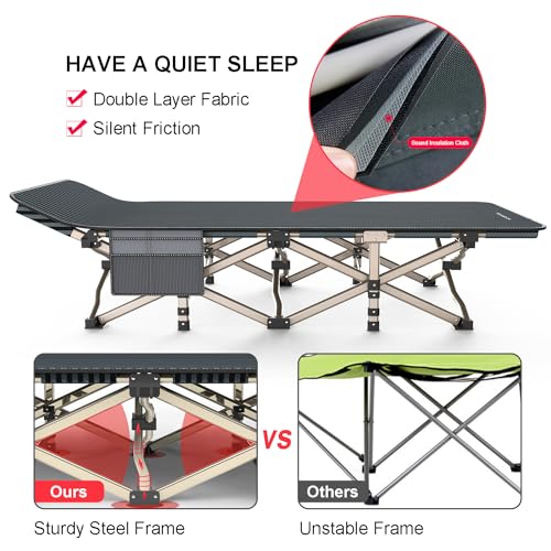 Camping Cot,Outdoor Folding Cot Bed w/ Pad,Pillow &  Carrying Bag for Adults