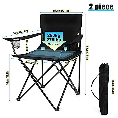 2pcs Foldable Camping Chair, Folding Camp Chairs for Adults
