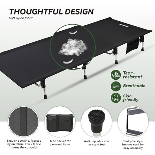 Lightweight Folding Tent Camping Cot Bed with Lever Lock