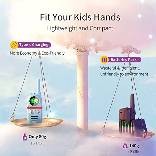 4pcs Walkie Talkies for Kids Rechargeable, Long Range 2 Way Radio