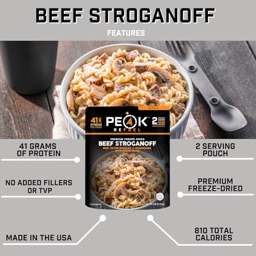 Beef Stroganoff|Freeze Dried Backpacking & Camping Food|Real Meat|Quick Prep Meals