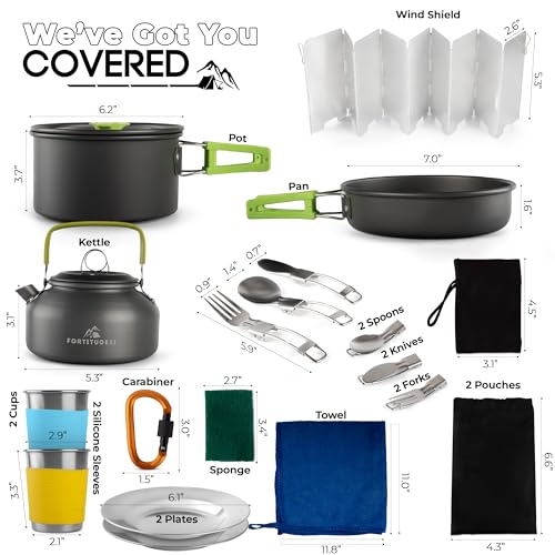 Camping Cookware Set - 19pcs Lightweight Backpacking Cookware w/ Pots,Pans,Utensils