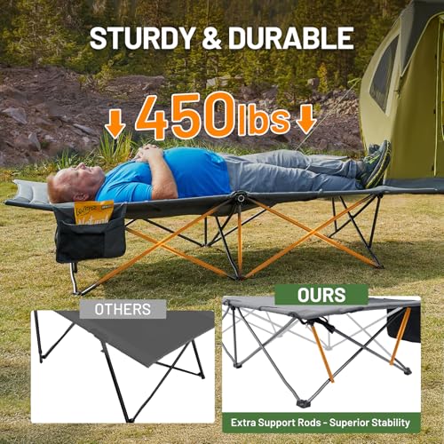 Extra Wide Heavy Duty Camping Cot for Adult,Easy Set Up Oversized Sleeping Cot w/ Carry Bag