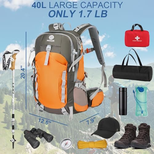 Hiking Backpack,40L Lightweight Camping Backpack with Rain Cover