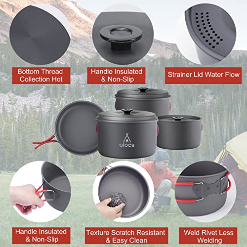 Camping Cookware Set Camping Gear,Compact Camping Pots & Pans Set