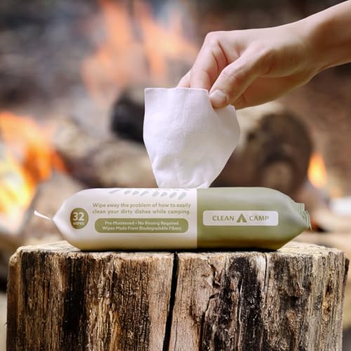 Dish Wipes|100% Biodegradable Pre-Moistened Food-Safe Camp Kitchen Wipes
